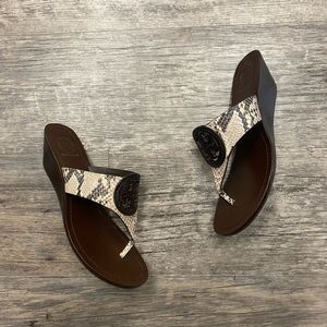 Tory Burch Snakeskin and Brown Sandals